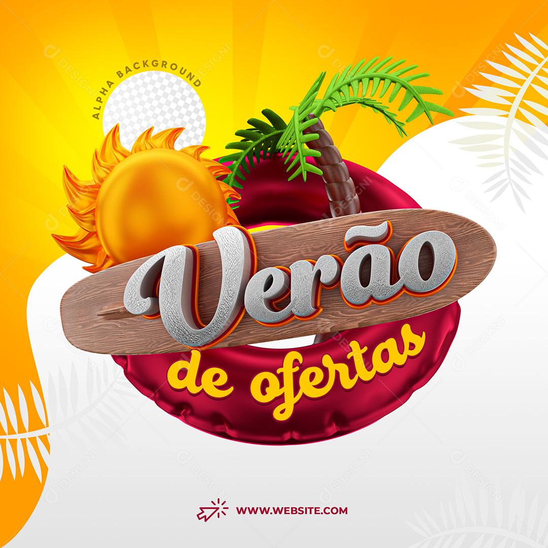 Selo 3D Verão De Ofertas Para Composição Texto Editável PSD Premium