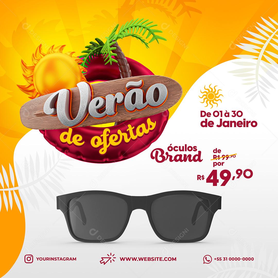 Social Media Verão De Ofertas Óculos Brand Preto PSD Editável