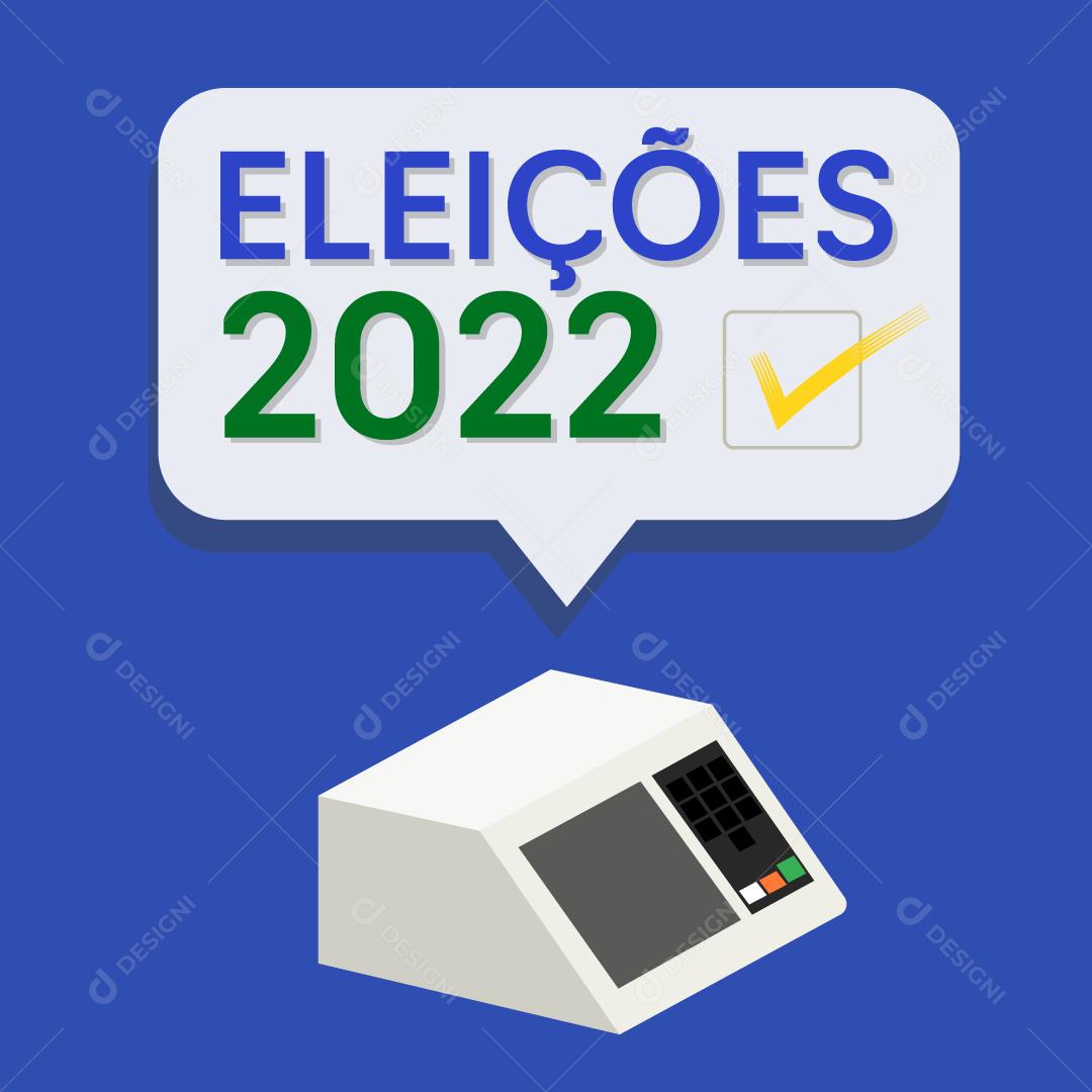 Eleições 2022 Urna Eletrônica Com Fundo Azul Vetor EPS