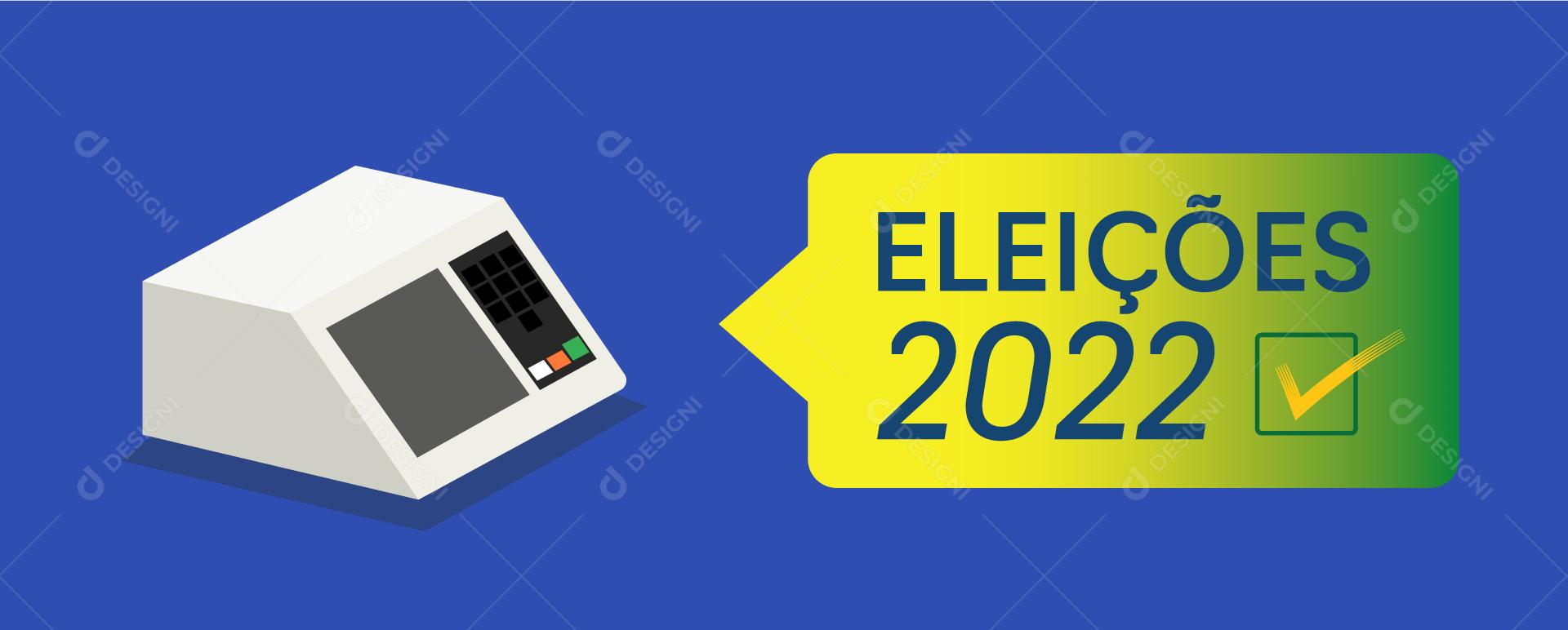 Eleições 2022 Máquina de Votação Eletrônica Banner Vetor EPS