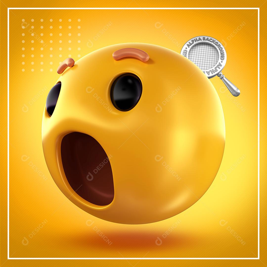 Emoji Com Expressão De Surpresa Espanto Elemento 3D Para Composição PSD Premium