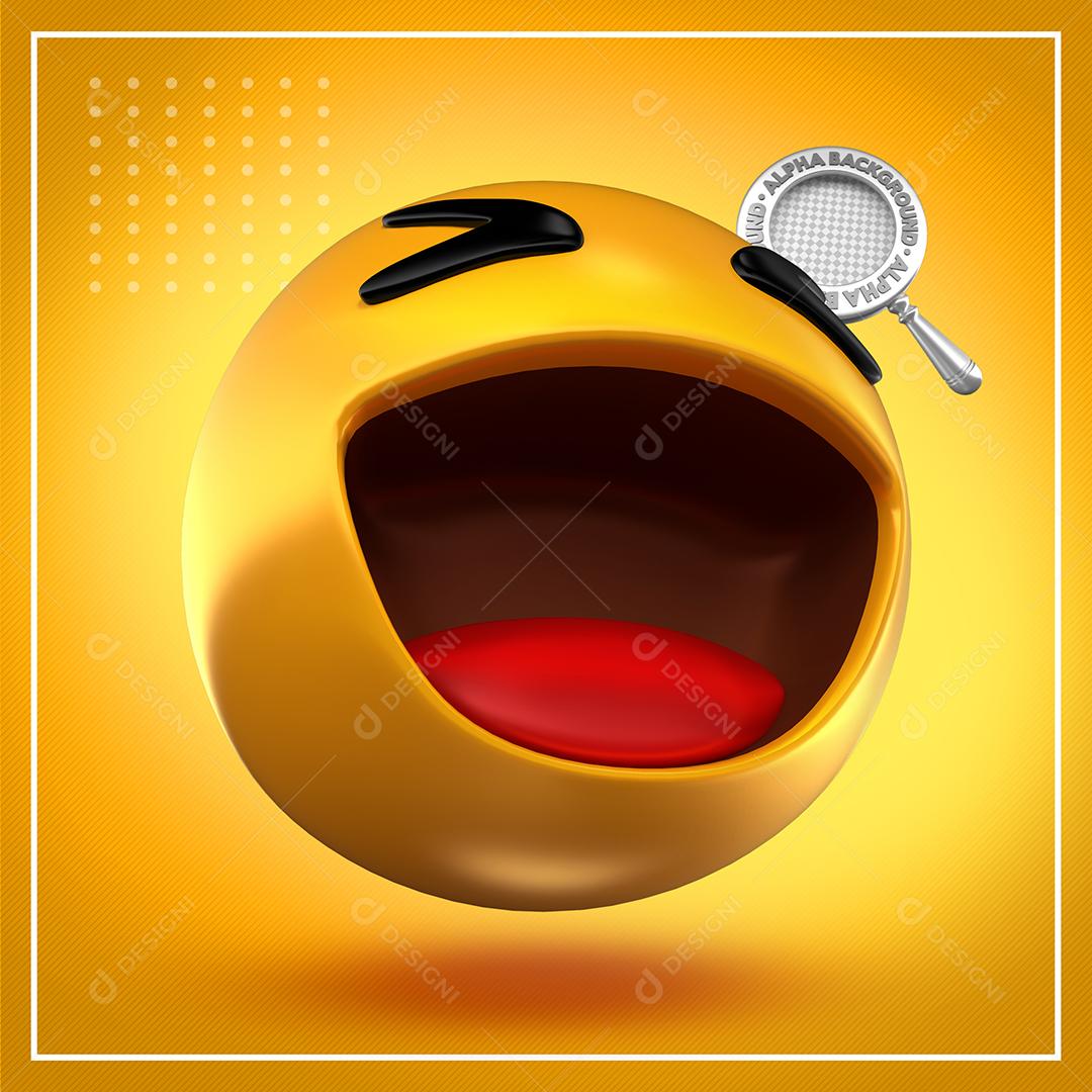 Emoji Com Expressão Feliz Olhos Fechados Elemento 3D Para Composição PSD Premium