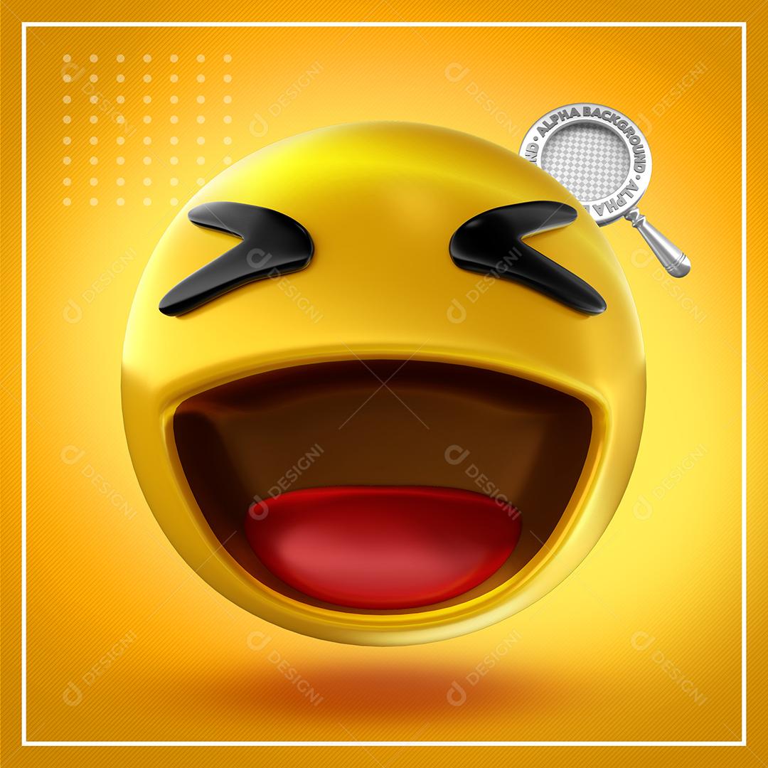 Emoji Com Expressão Feliz Olhos Fechados Elemento 3D Para Composição PSD Premium