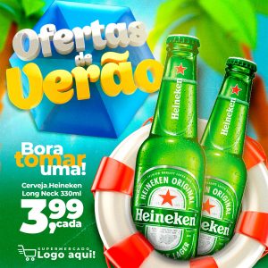 Ofertas de Verão Cerveja Heineken Bora Tomar Uma Social Media PSD Premium