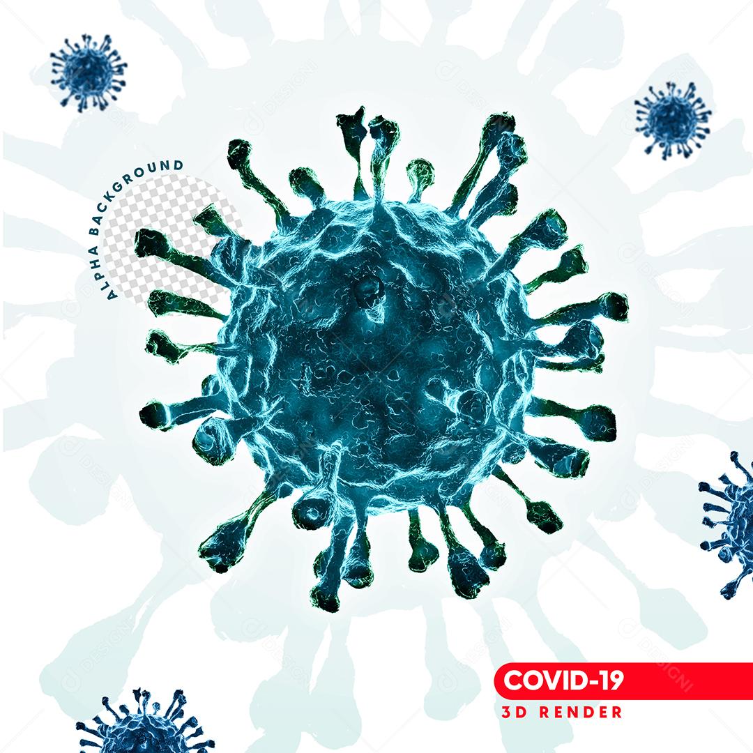 Elemento 3D Corona Vírus Delta Variante Para Composição PSD Premium