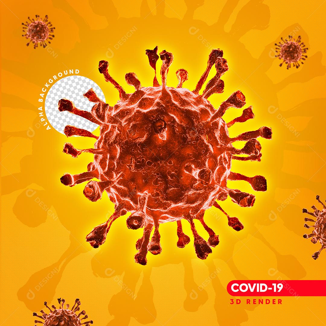 Elemento 3D Corona Vírus Covid-19 Para Composição PSD Premium
