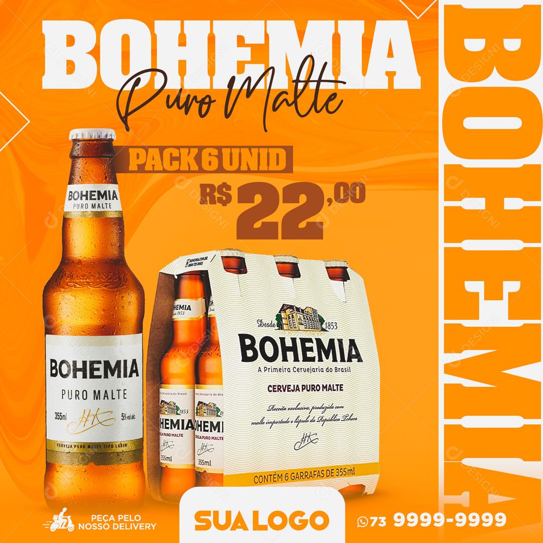 Promoção Cerveja Bohemia Puro Malte Social Media PSD Editável