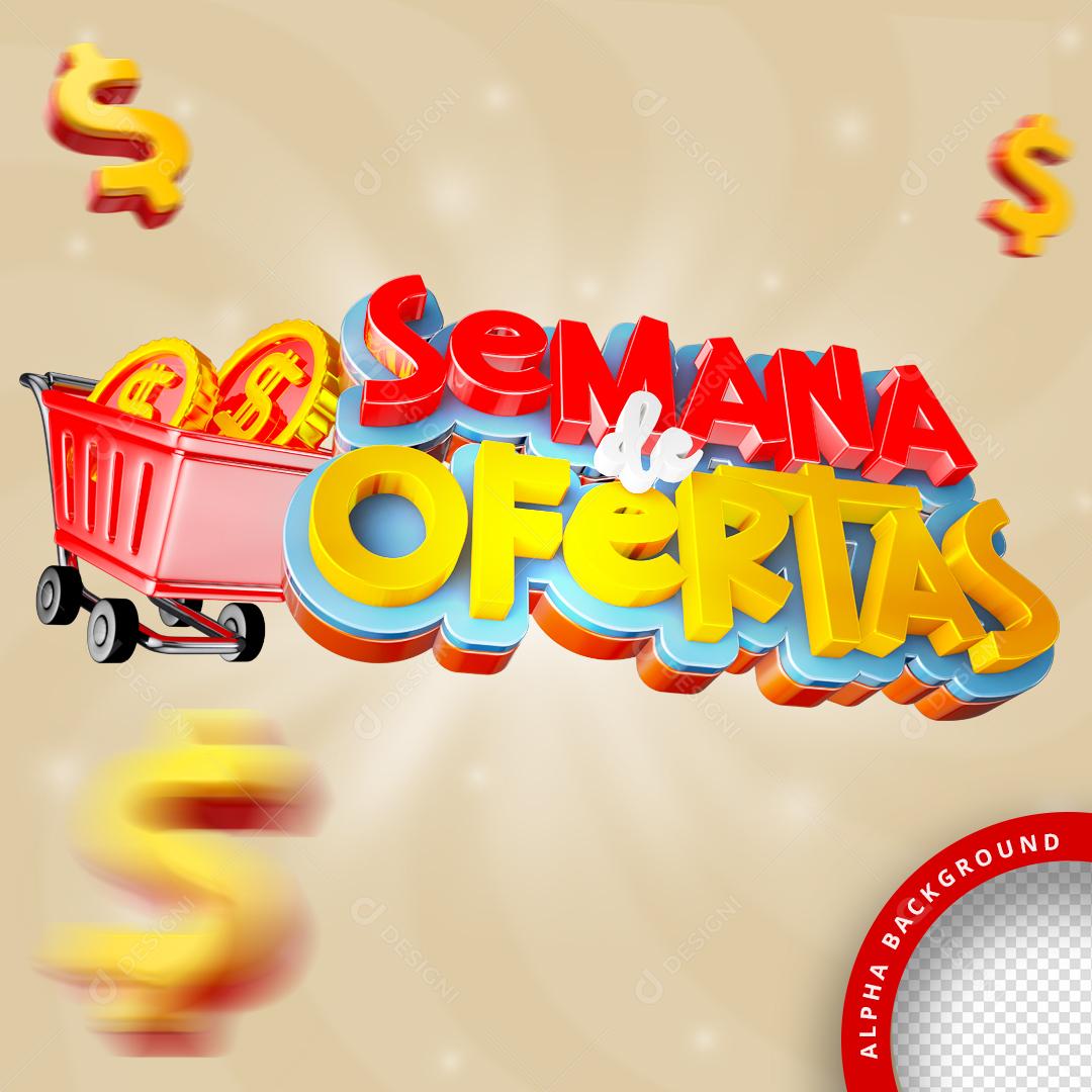 Selo 3D Semana De Ofertas Para Composição PNG Transparente