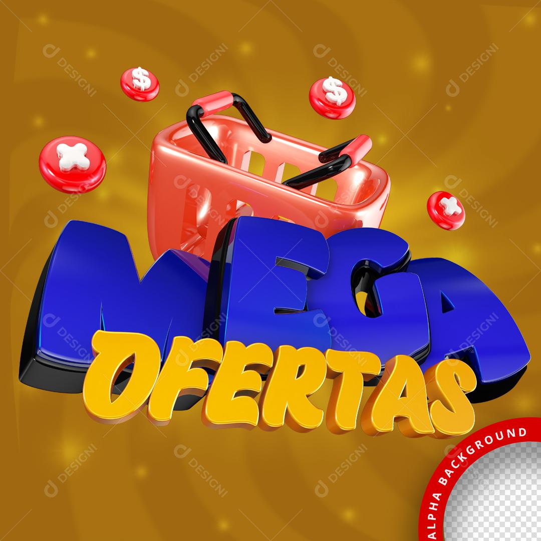 Selo 3D Mega Ofertas Para Composição PNG Transparente