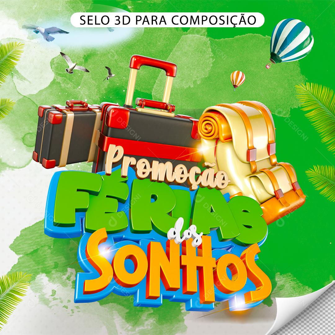 Selo 3D Promoção Férias Dos Sonhos Para Composição PNG Transparente