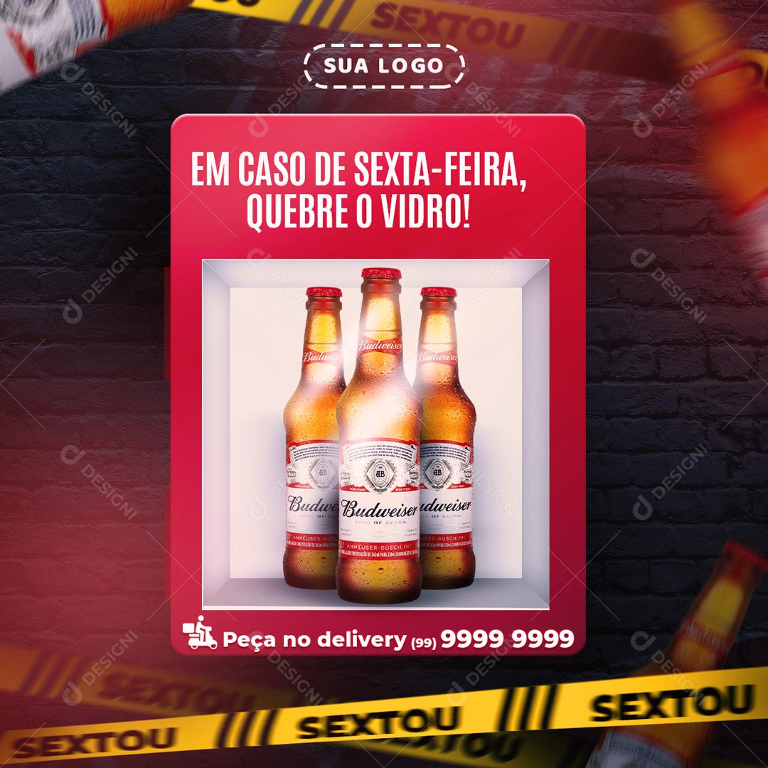 Em Caso de Sexta-Feira Quebre O Vidro! Social Media PSD Editável