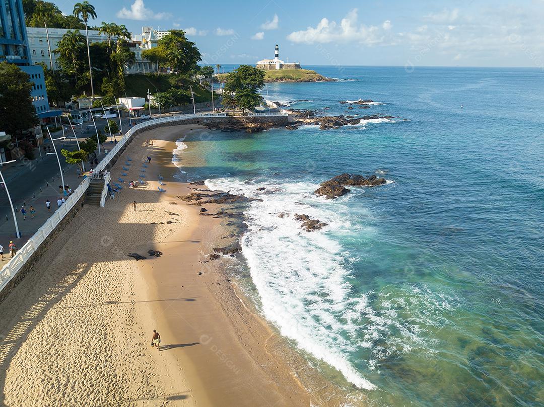 Vista Aérea de Drones da Praia da Barra Em Salvador Imagem JPG