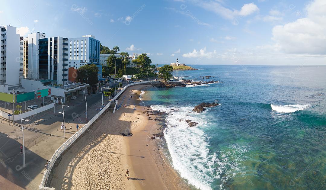 Vista Aérea de Drones da Praia da Barra Em Salvador Imagem JPG