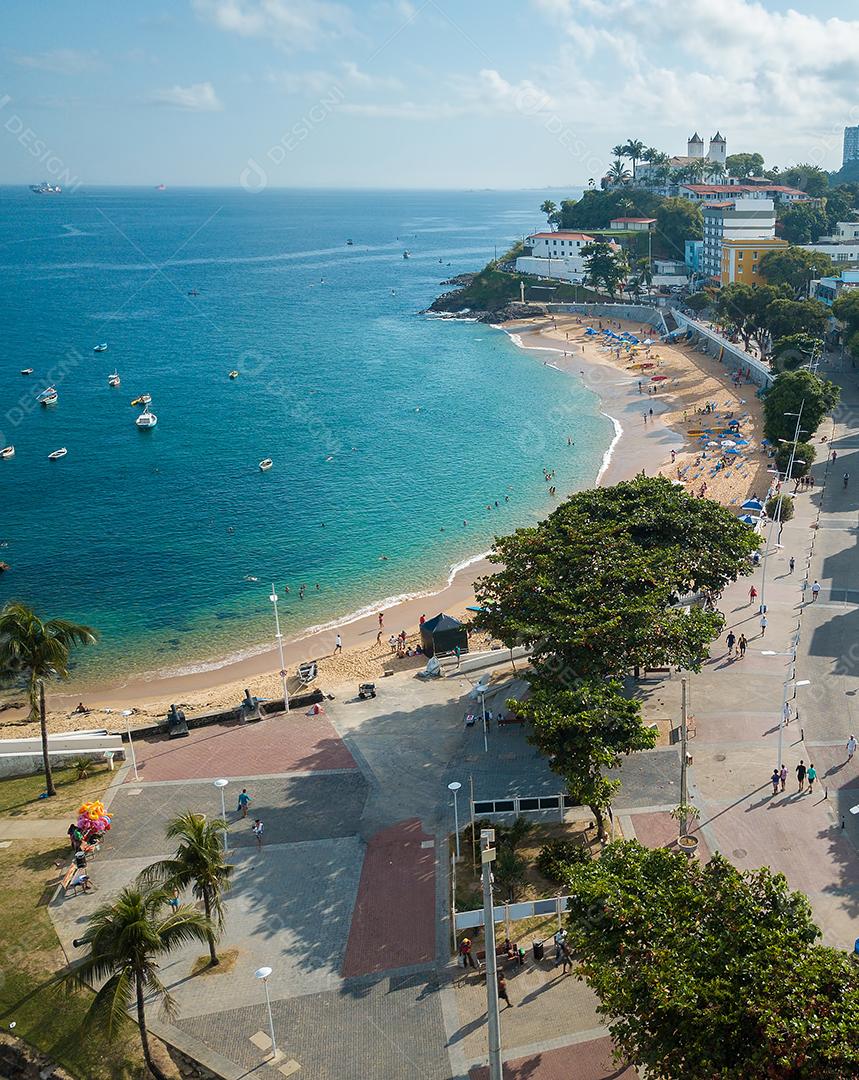 Vista Aérea de Drones da Praia do Porto da Barra Em Salvador Imagem JPG