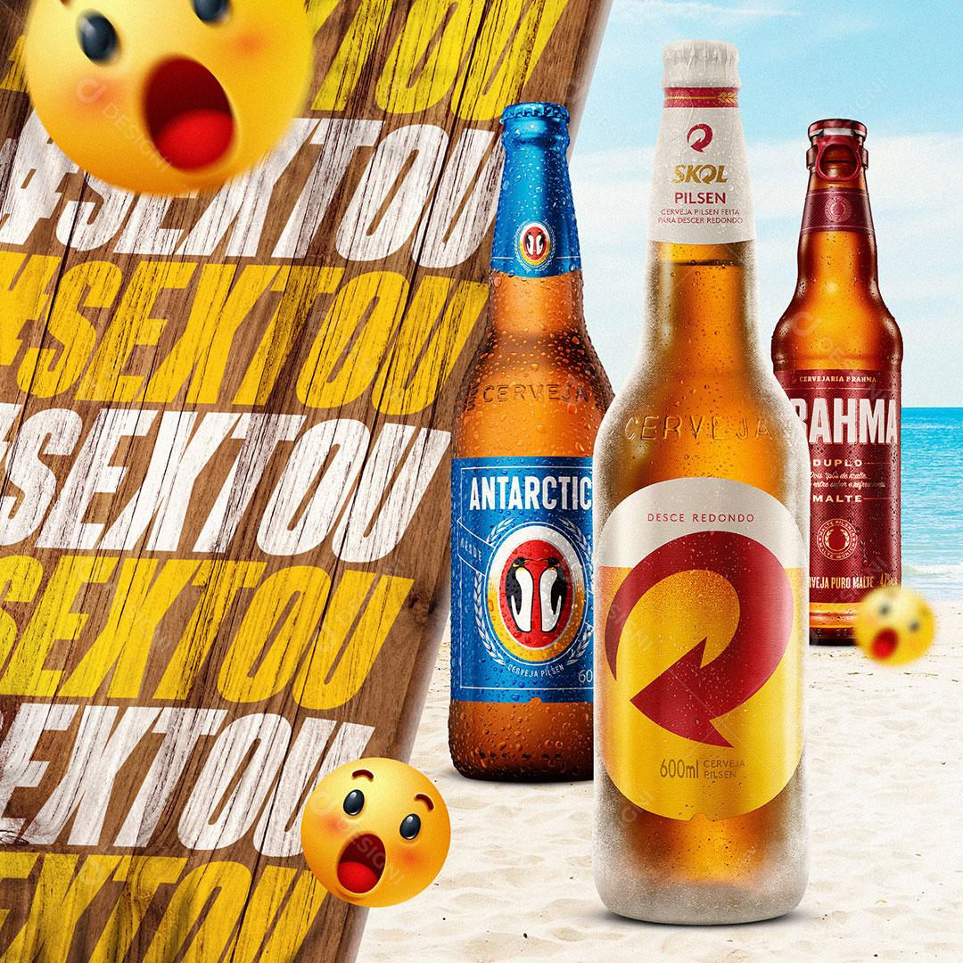 Social Media Sextou Com Cervejas Skol Brahma Antártica PSD Editável