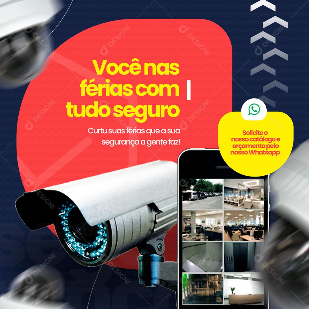 Monitoramente De Segurança Você Nas Férias Com Seguro Social Media PSD Editável