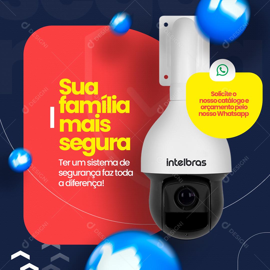 Social Media Sua Família Mais Segura Segurança Eletrônica Social Media PSD Editável