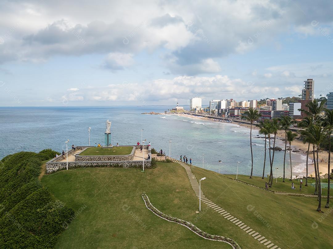 Vista Aérea da Praia do Morro do Cristo e da Barra Em Salvador Bahia Imagem JPG