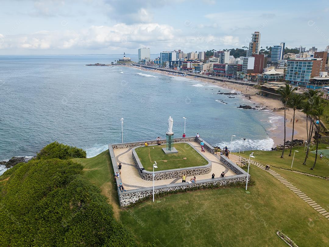 Vista Aérea da Praia do Morro do Cristo e da Barra Em Salvador Bahia Imagem JPG