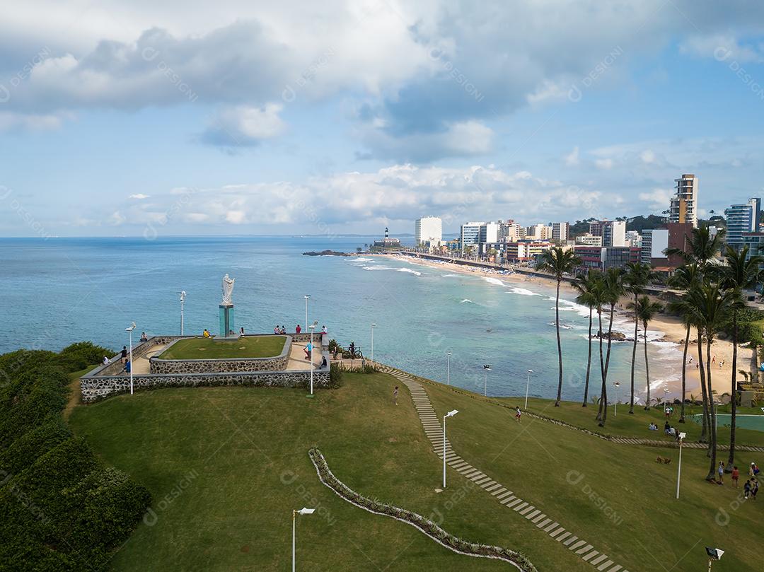 Vista Aérea da Praia do Morro do Cristo e da Barra Em Salvador Bahia Imagem JPG