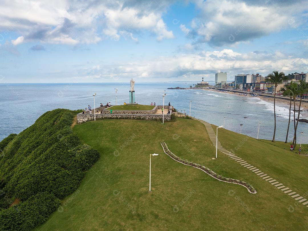 Vista Aérea da Praia do Morro do Cristo e da Barra Em Salvador Bahia Imagem JPG