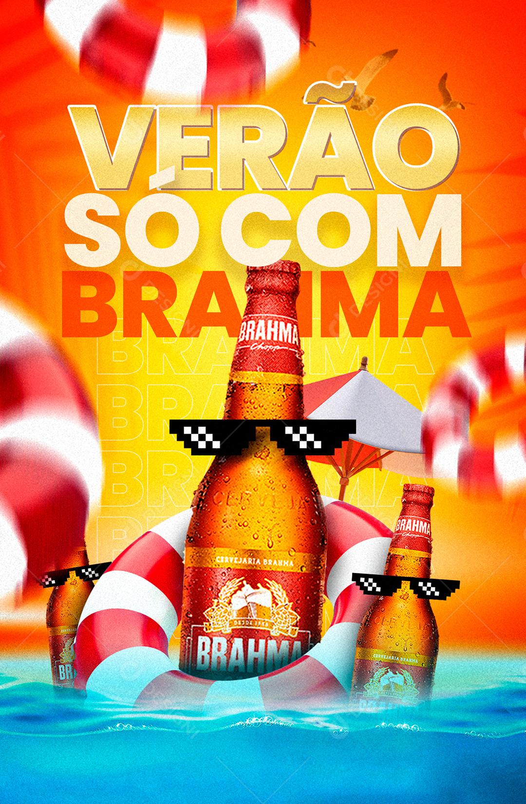 Social Media Verão Só Com Brahma Cerveja PSD Editável