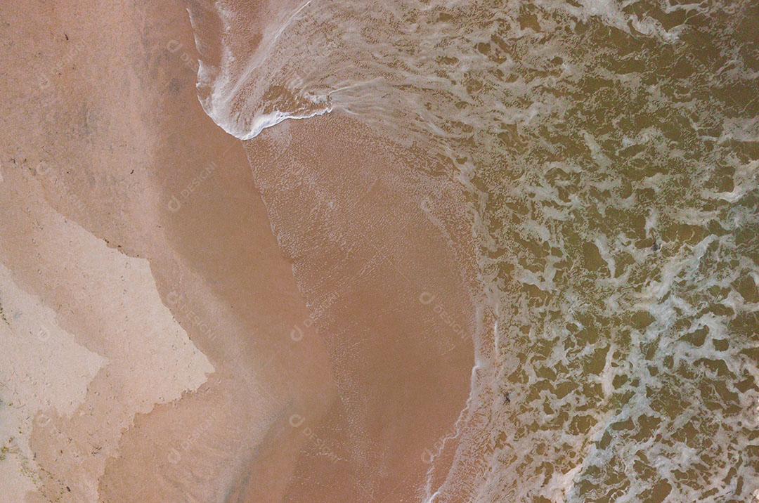 Drone Vista Aérea Ondas de Praia Ao Pôr do Sol Imagem JPG