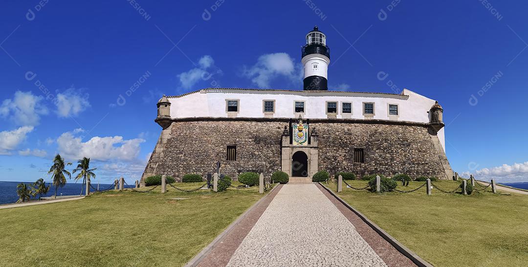 Foto Detalhe da Vista Farol Barra Famoso Cartão Postal Cidade de Salvador Bahia  Brasil