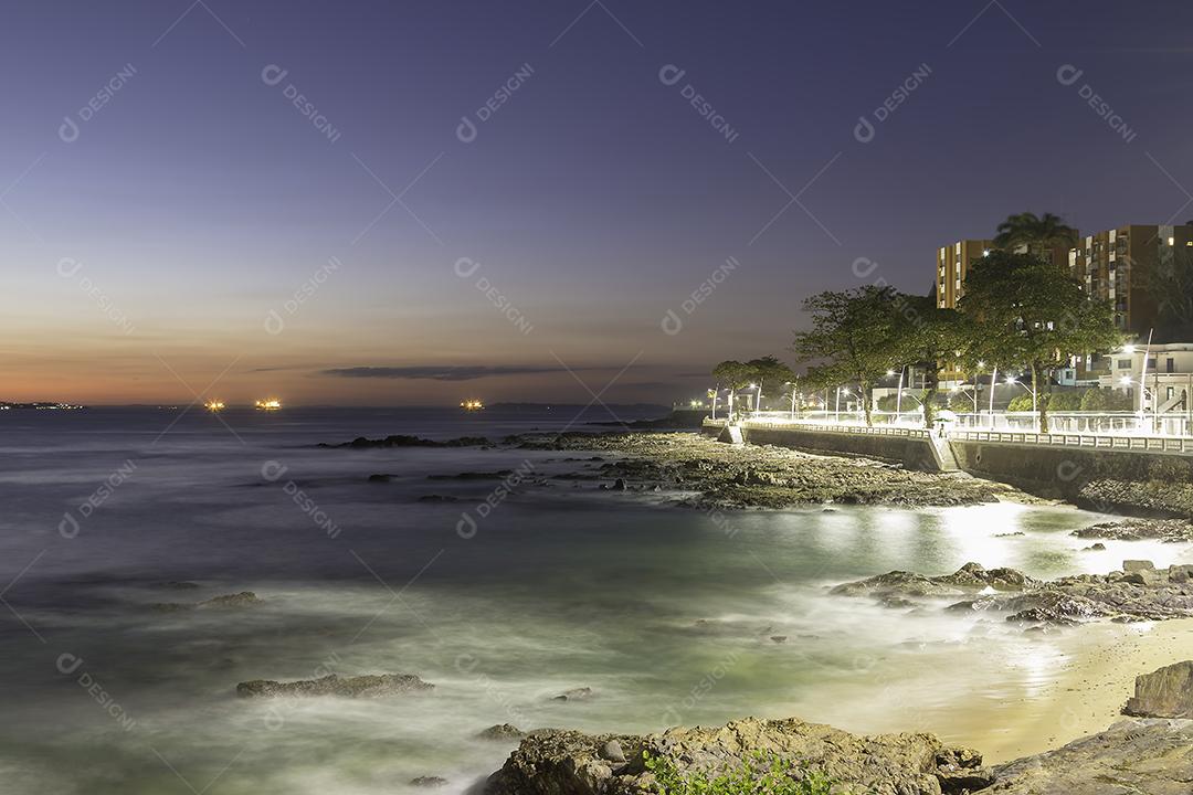 Pôr do Sol na Orla da Praia da Barra Em Salvador Bahia Brasil Imagem JPG