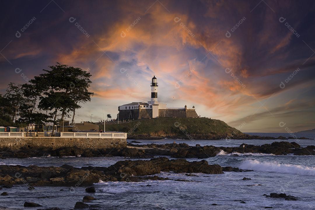 Pôr do Sol no Farol da Barra Em Salvador Bahia Brasil Imagem JPG