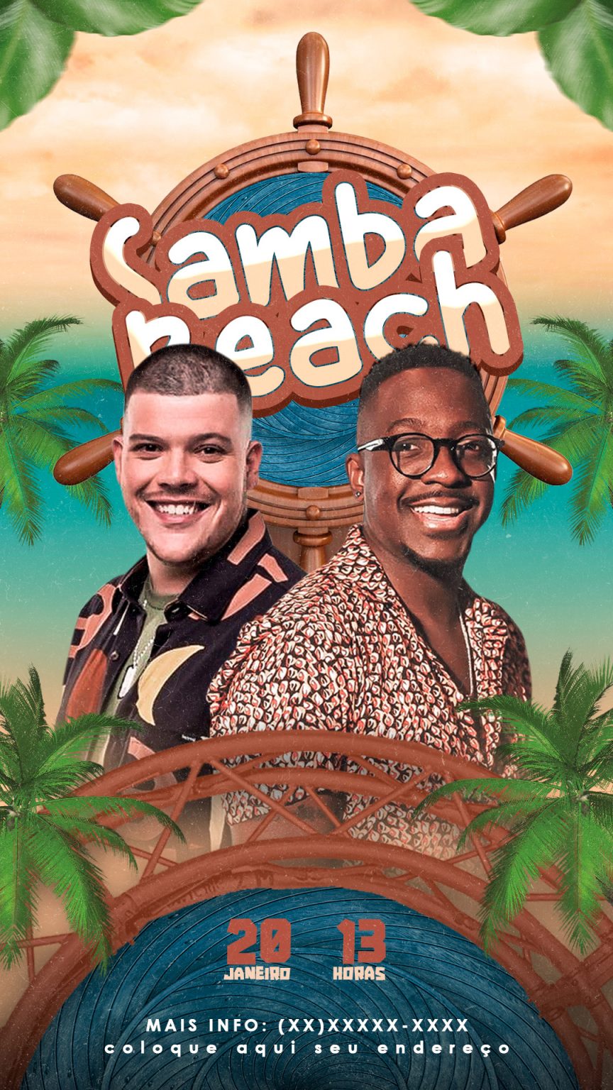 Flyer Show Evento Samba Beach Artista Social Media PSD Editável