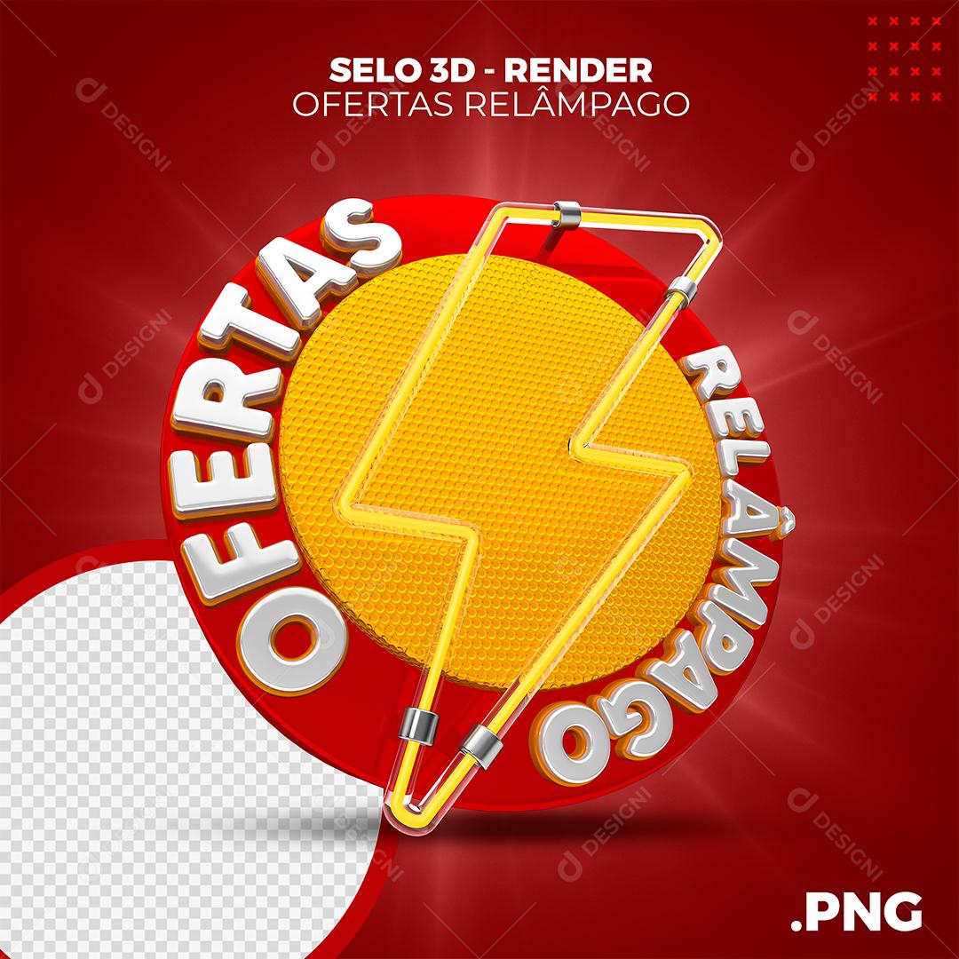 Ofertas Relâmpago Selo 3D Para Composição PSD