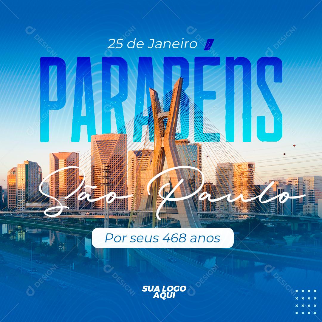 Social Media Parabéns São Paulo 468 Anos PSD Editável
