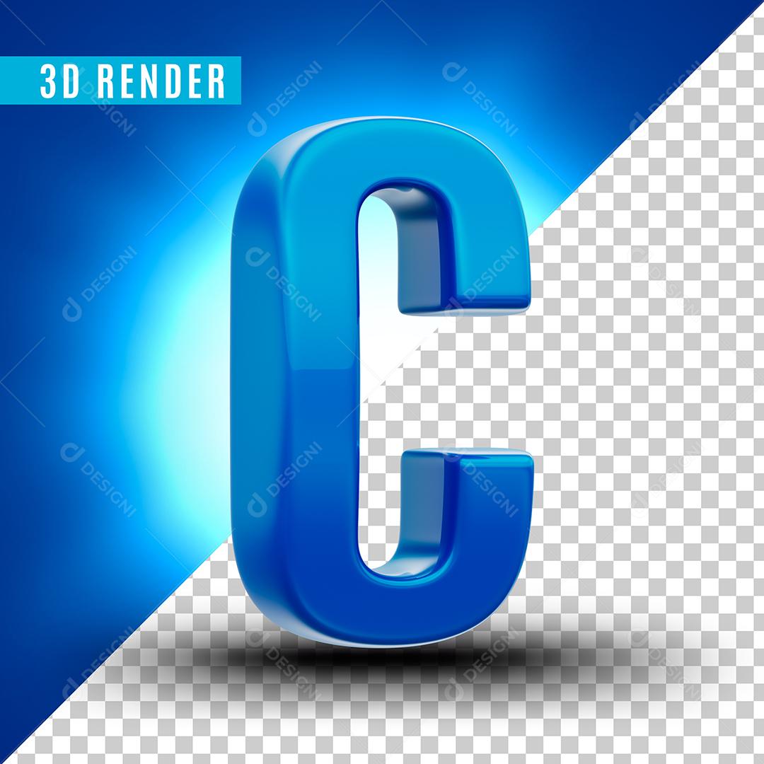 Elemento 3D C Azul Para Composição PSD Premium