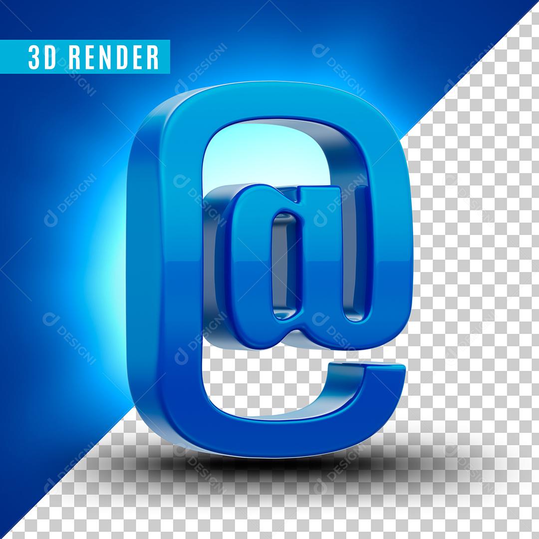 Elemento 3D @ Arroba  Azul Para Composição PSD Premium