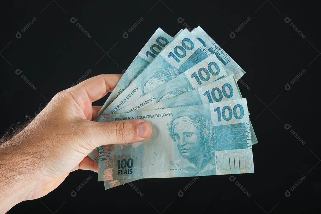 Dinheiro Brasileiro Notas de 100 Reais Imagem JPG