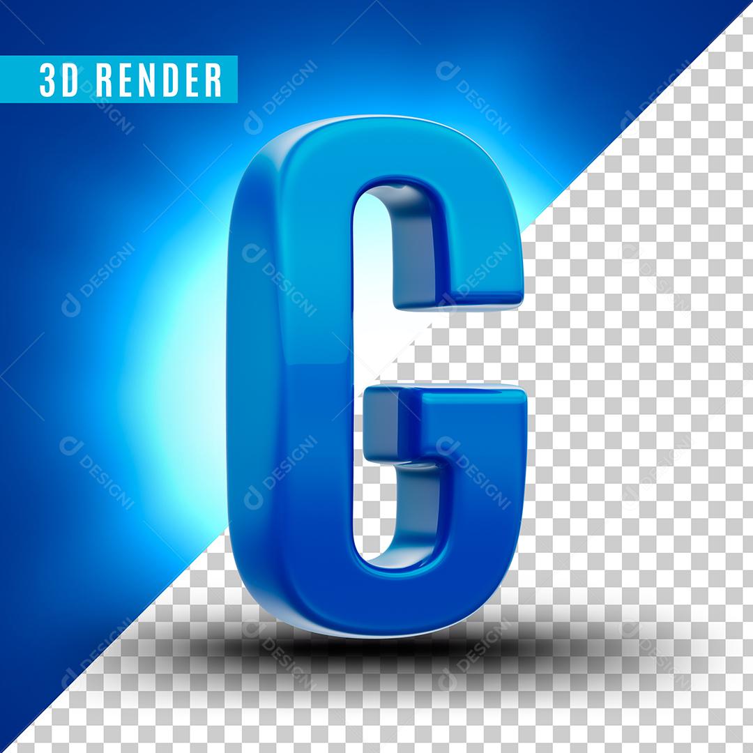 Elemento 3D G Azul Para Composição PSD Premium