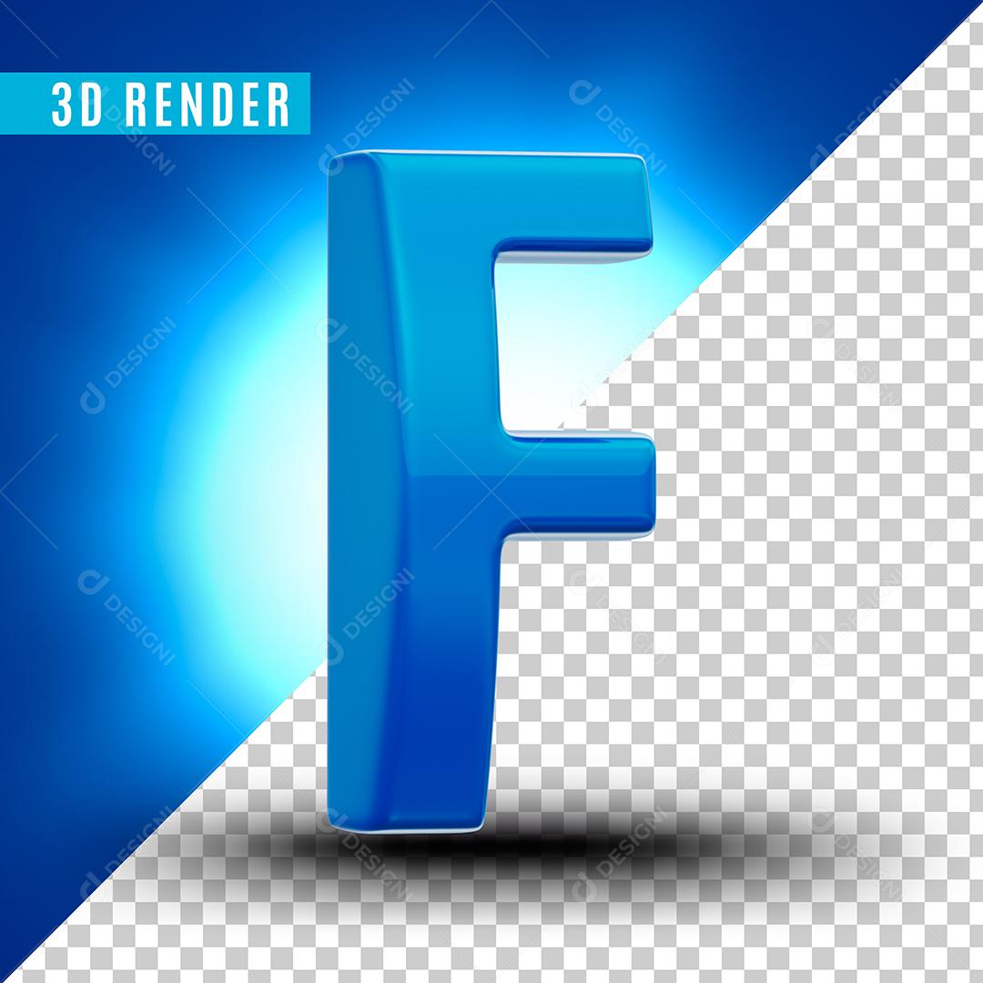 Elemento 3D F Azul Para Composição PSD Premium