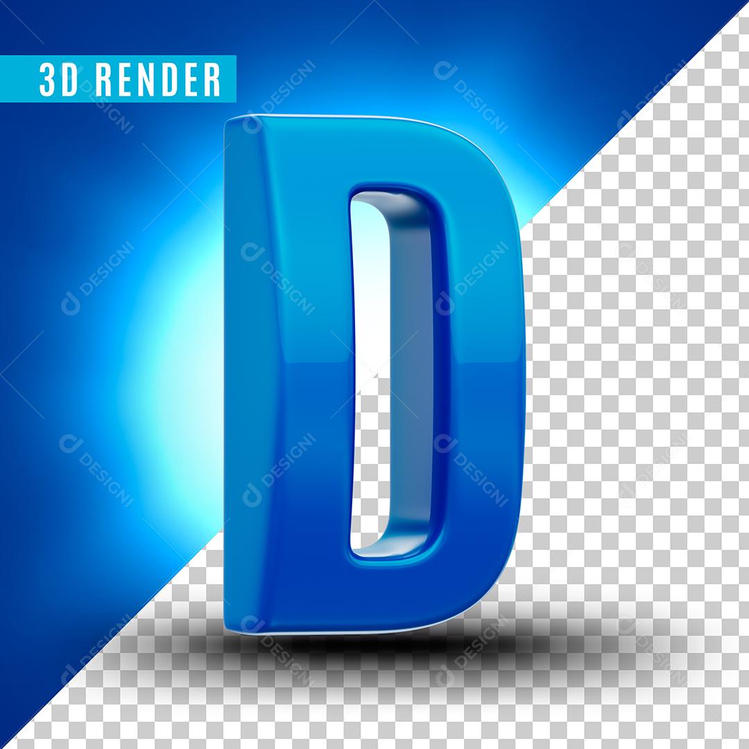 Elemento 3D D Azul Para Composição PSD Premium