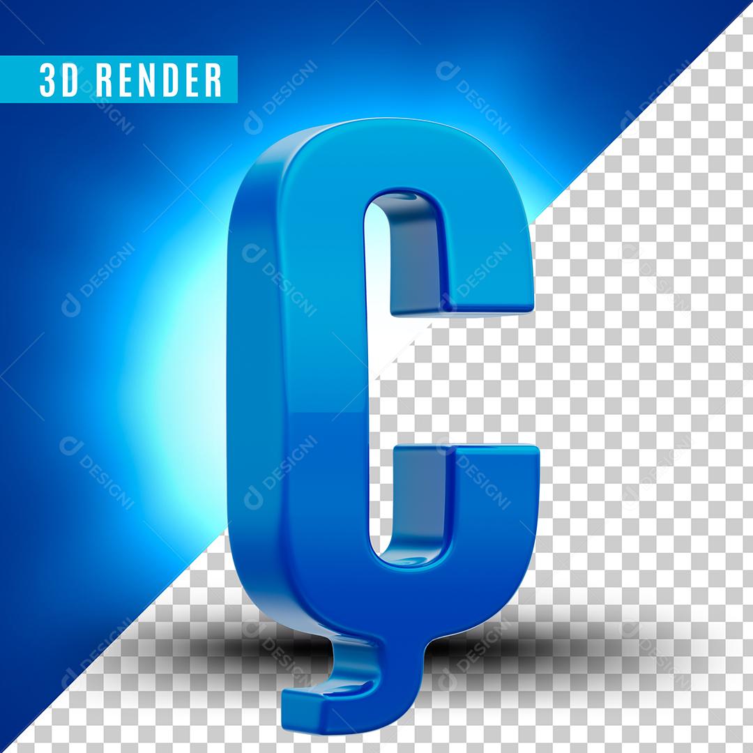 Elemento 3D Ç Azul Para Composição PSD Premium