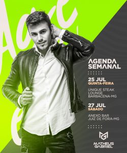 Flyer Agenda Semanal Matheus Gabriel Artista Musical Social Media PSD Editável
