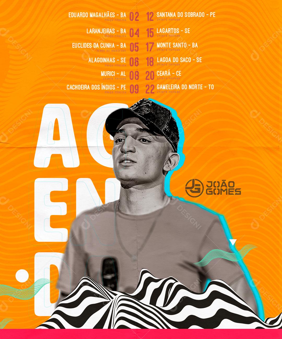 Flyer Agenda Cantor de Forró João Gomes Social Media PSD Editável