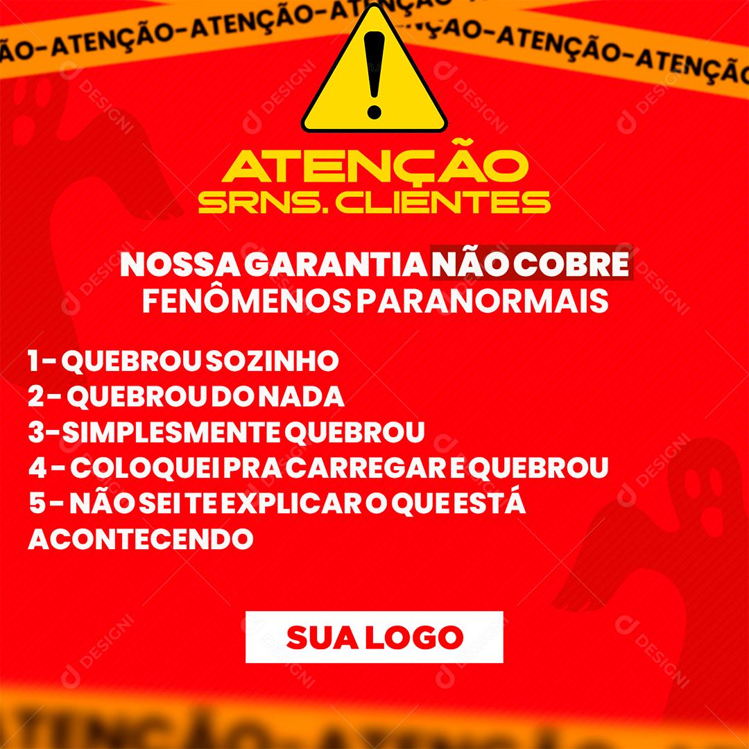 Social Media Atenção Senhores Clientes PSD Editável