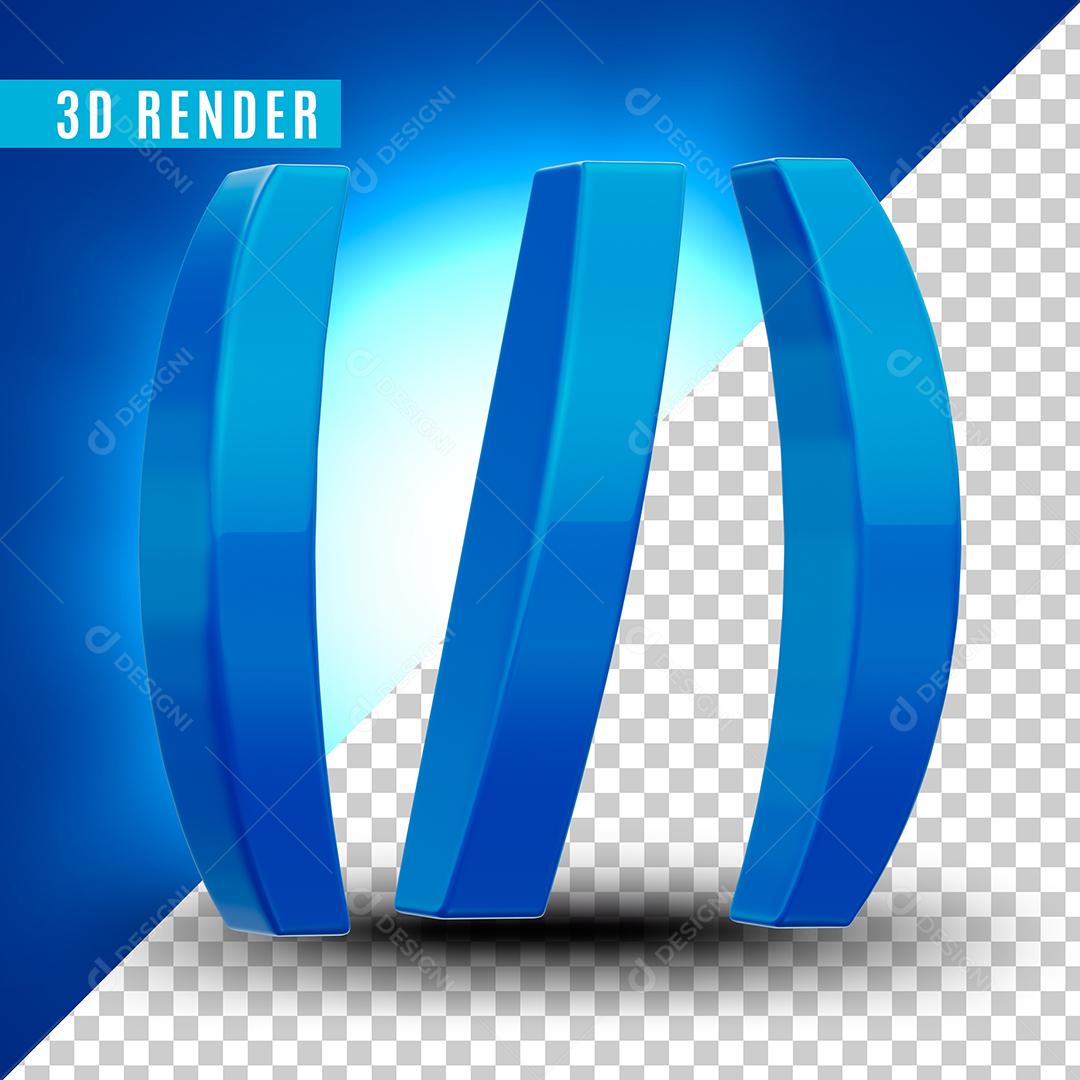 Elemento 3D (/) Parênteses E Barra Azul Para Composição PSD Premium