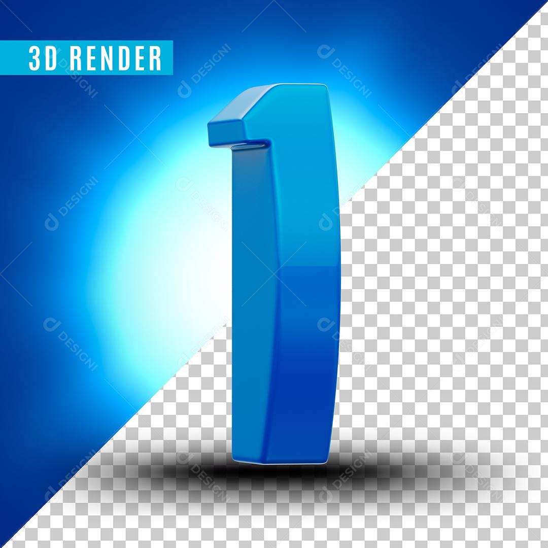 Elemento 3D 1 Azul Para Composição PSD Premium