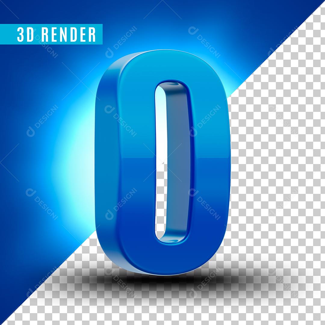 Elemento 3D 0 Azul Para Composição PSD Premium