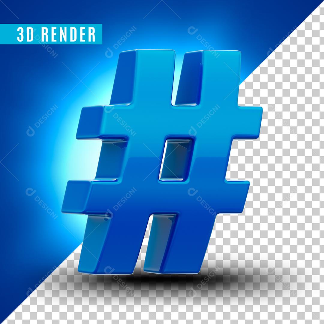 Elemento 3D # HashTags Azul Para Composição PSD Premium