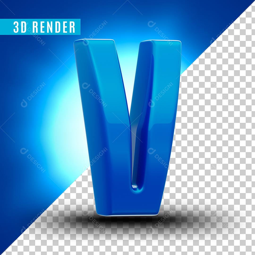 Elemento 3D V Azul Para Composição PSD Premium
