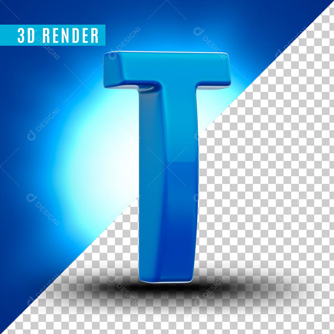 Elemento 3D T Azul Para Composição PSD Premium