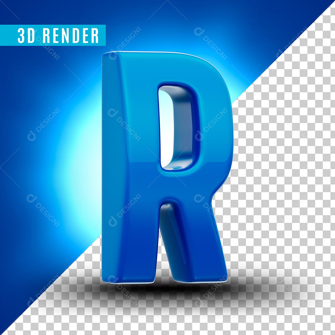 Elemento 3D R Azul Para Composição PSD Premium